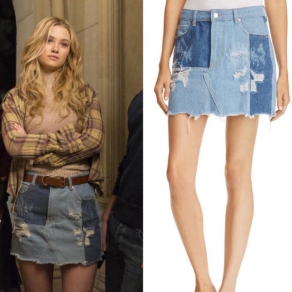 Sunset + Spring Patchwork Denim Mini Jean Skirt M - image 3